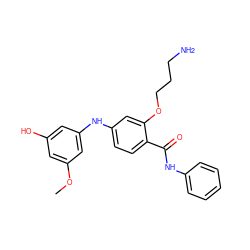 COc1cc(O)cc(Nc2ccc(C(=O)Nc3ccccc3)c(OCCCN)c2)c1 ZINC000213030803