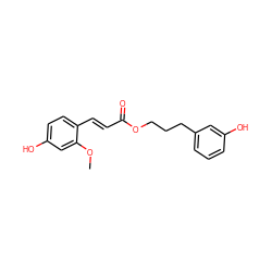 COc1cc(O)ccc1/C=C/C(=O)OCCCc1cccc(O)c1 ZINC000073224529