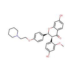 COc1cc(O)ccc1[C@@H]1C(=O)c2ccc(O)cc2O[C@@H]1c1ccc(OCCN2CCCCC2)cc1 ZINC000029219770