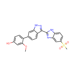 COc1cc(O)ccc1-c1ccc2c(-c3nc4cc(S(C)(=O)=O)ccc4[nH]3)n[nH]c2c1 ZINC001772648968