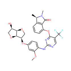 COc1cc(O[C@@H]2CO[C@@H]3[C@H](O)CO[C@H]23)ccc1Nc1ncc(C(F)(F)F)c(Oc2cccc3c2C(=O)N(C)[C@@H]3C)n1 ZINC000138475853