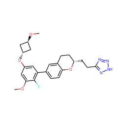 COc1cc(O[C@H]2C[C@H](OC)C2)cc(-c2ccc3c(c2)CC[C@H](CCc2nn[nH]n2)O3)c1F ZINC001772646362