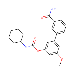 COc1cc(OC(=O)NC2CCCCC2)cc(-c2cccc(C(N)=O)c2)c1 ZINC000096273124