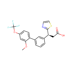 COc1cc(OC(F)(F)F)ccc1-c1cccc([C@H](CC(=O)O)c2nccs2)c1 ZINC001772570026