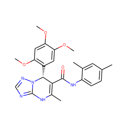 COc1cc(OC)c([C@@H]2C(C(=O)Nc3ccc(C)cc3C)=C(C)Nc3ncnn32)cc1OC ZINC000012467831