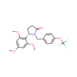 COc1cc(OC)c([C@@H]2CCC(=O)N2Cc2ccc(OC(F)(F)F)cc2)c(OC)c1 ZINC000167738689