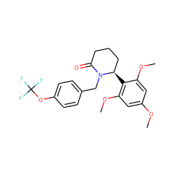 COc1cc(OC)c([C@@H]2CCCC(=O)N2Cc2ccc(OC(F)(F)F)cc2)c(OC)c1 ZINC000103270550