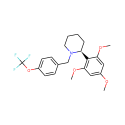 COc1cc(OC)c([C@@H]2CCCCN2Cc2ccc(OC(F)(F)F)cc2)c(OC)c1 ZINC000103258692