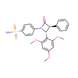 COc1cc(OC)c([C@H]2[C@H](c3ccccc3)C(=O)N2c2ccc(S(N)(=O)=O)cc2)c(OC)c1 ZINC001772643971