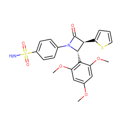 COc1cc(OC)c([C@H]2[C@H](c3cccs3)C(=O)N2c2ccc(S(N)(=O)=O)cc2)c(OC)c1 ZINC001772639875