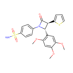 COc1cc(OC)c([C@H]2[C@H](c3cccs3)C(=O)N2c2ccc(S(N)(=O)=O)cc2)cc1OC ZINC001772570236