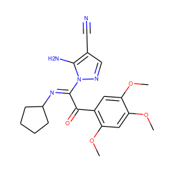 COc1cc(OC)c(C(=O)/C(=N\C2CCCC2)n2ncc(C#N)c2N)cc1OC ZINC000299836362