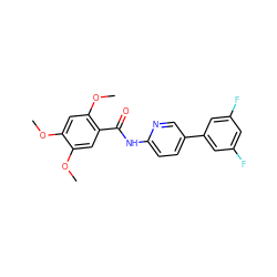 COc1cc(OC)c(C(=O)Nc2ccc(-c3cc(F)cc(F)c3)cn2)cc1OC ZINC000299834963