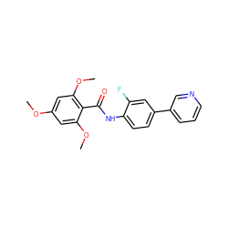 COc1cc(OC)c(C(=O)Nc2ccc(-c3cccnc3)cc2F)c(OC)c1 ZINC000299832124