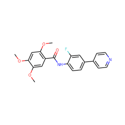 COc1cc(OC)c(C(=O)Nc2ccc(-c3ccncc3)cc2F)cc1OC ZINC000299831017