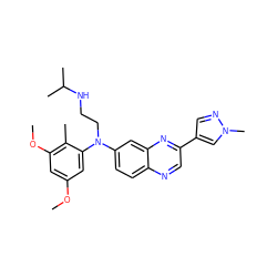 COc1cc(OC)c(C)c(N(CCNC(C)C)c2ccc3ncc(-c4cnn(C)c4)nc3c2)c1 ZINC000204150674