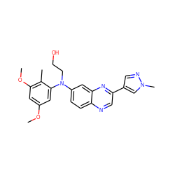 COc1cc(OC)c(C)c(N(CCO)c2ccc3ncc(-c4cnn(C)c4)nc3c2)c1 ZINC000204168614