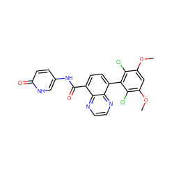 COc1cc(OC)c(Cl)c(-c2ccc(C(=O)Nc3ccc(=O)[nH]c3)c3nccnc23)c1Cl ZINC000096173395