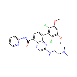 COc1cc(OC)c(Cl)c(-c2ccc(C(=O)Nc3ccccn3)c3ncc(N(C)CCN(C)C)nc23)c1Cl ZINC000096173409