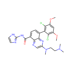 COc1cc(OC)c(Cl)c(-c2ccc(C(=O)Nc3ncc[nH]3)c3ncc(N(C)CCN(C)C)nc23)c1Cl ZINC000137972938