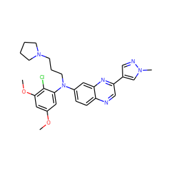 COc1cc(OC)c(Cl)c(N(CCCN2CCCC2)c2ccc3ncc(-c4cnn(C)c4)nc3c2)c1 ZINC000204172268