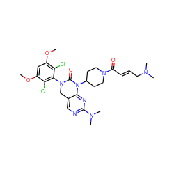 COc1cc(OC)c(Cl)c(N2Cc3cnc(N(C)C)nc3N(C3CCN(C(=O)/C=C/CN(C)C)CC3)C2=O)c1Cl ZINC001772629155