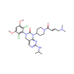 COc1cc(OC)c(Cl)c(N2Cc3cnc(NC(C)C)nc3N(C3CCN(C(=O)/C=C/CN(C)C)CC3)C2=O)c1Cl ZINC001772577858