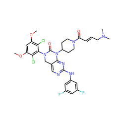 COc1cc(OC)c(Cl)c(N2Cc3cnc(Nc4cc(F)cc(F)c4)nc3N(C3CCN(C(=O)/C=C/CN(C)C)CC3)C2=O)c1Cl ZINC001772647261