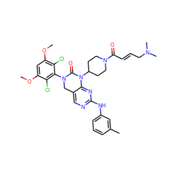 COc1cc(OC)c(Cl)c(N2Cc3cnc(Nc4cccc(C)c4)nc3N(C3CCN(C(=O)/C=C/CN(C)C)CC3)C2=O)c1Cl ZINC001772633820