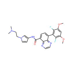 COc1cc(OC)c(F)c(-c2ccc(C(=O)Nc3ccn(CCN(C)C)c3)c3nccnc23)c1F ZINC000096173422