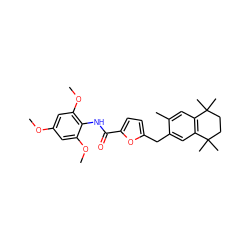 COc1cc(OC)c(NC(=O)c2ccc(Cc3cc4c(cc3C)C(C)(C)CCC4(C)C)o2)c(OC)c1 ZINC000001910570