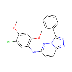 COc1cc(OC)c(Nc2ccc3nnc(-c4ccccc4)n3n2)cc1Cl ZINC000063540338