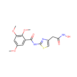 COc1cc(OC)c(OC)c(C(=O)Nc2nc(CC(=O)NO)cs2)c1 ZINC000028457769