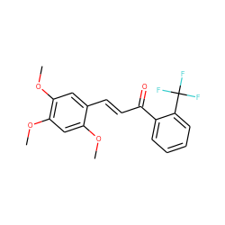 COc1cc(OC)c(OC)cc1/C=C/C(=O)c1ccccc1C(F)(F)F ZINC000007739277