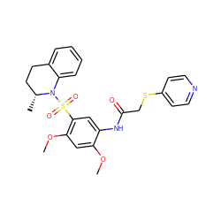 COc1cc(OC)c(S(=O)(=O)N2c3ccccc3CC[C@H]2C)cc1NC(=O)CSc1ccncc1 ZINC000073275841