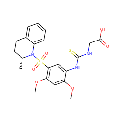 COc1cc(OC)c(S(=O)(=O)N2c3ccccc3CC[C@H]2C)cc1NC(=S)NCC(=O)O ZINC000073274926