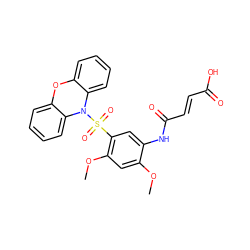 COc1cc(OC)c(S(=O)(=O)N2c3ccccc3Oc3ccccc32)cc1NC(=O)/C=C/C(=O)O ZINC000095563132