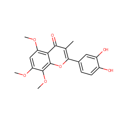 COc1cc(OC)c2c(=O)c(C)c(-c3ccc(O)c(O)c3)oc2c1OC ZINC000013822651