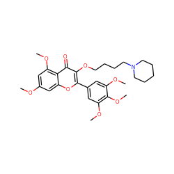 COc1cc(OC)c2c(=O)c(OCCCCN3CCCCC3)c(-c3cc(OC)c(OC)c(OC)c3)oc2c1 ZINC000209542954