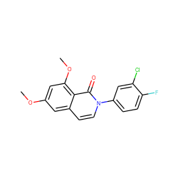 COc1cc(OC)c2c(=O)n(-c3ccc(F)c(Cl)c3)ccc2c1 ZINC000096938015