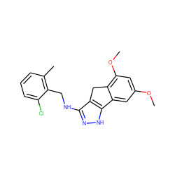 COc1cc(OC)c2c(c1)-c1[nH]nc(NCc3c(C)cccc3Cl)c1C2 ZINC000045285606