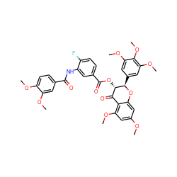 COc1cc(OC)c2c(c1)O[C@H](c1cc(OC)c(OC)c(OC)c1)[C@@H](OC(=O)c1ccc(F)c(NC(=O)c3ccc(OC)c(OC)c3)c1)C2=O ZINC000473127168