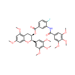 COc1cc(OC)c2c(c1)O[C@H](c1cc(OC)c(OC)c(OC)c1)[C@H](OC(=O)c1ccc(F)c(NC(=O)c3cc(OC)c(OC)c(OC)c3)c1)C2 ZINC000200352265