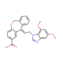 COc1cc(OC)c2c(c1)ncn2C/C=C1\c2ccccc2COc2ccc(C(=O)O)cc21 ZINC000013727148