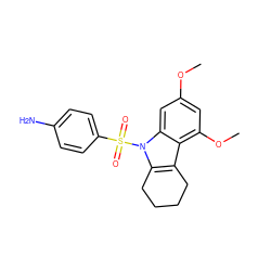 COc1cc(OC)c2c3c(n(S(=O)(=O)c4ccc(N)cc4)c2c1)CCCC3 ZINC000036093356
