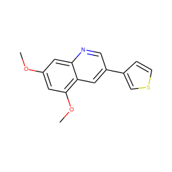 COc1cc(OC)c2cc(-c3ccsc3)cnc2c1 ZINC000003834026