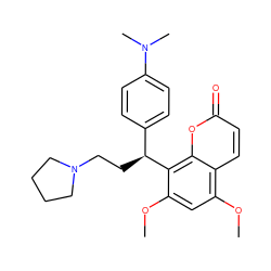 COc1cc(OC)c2ccc(=O)oc2c1[C@@H](CCN1CCCC1)c1ccc(N(C)C)cc1 ZINC000013659962