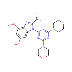 COc1cc(OC)c2nc(C(F)F)n(-c3nc(N4CCOCC4)nc(N4CCOCC4)n3)c2c1 ZINC000073156463