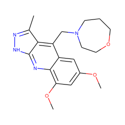 COc1cc(OC)c2nc3[nH]nc(C)c3c(CN3CCCOCC3)c2c1 ZINC000068206241