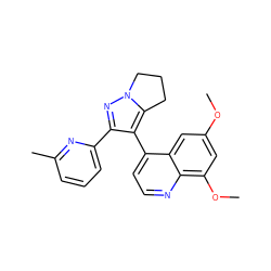 COc1cc(OC)c2nccc(-c3c(-c4cccc(C)n4)nn4c3CCC4)c2c1 ZINC000014976350
